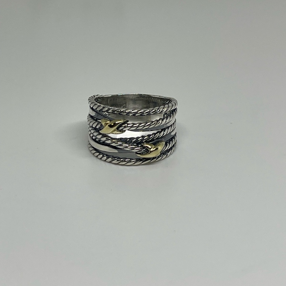 David Yurman Double X Crossover Ring in Silver with 18k Gold